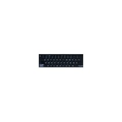 Autocollant  QWERTY- CYRILLIQUE Fond noir Texte bl