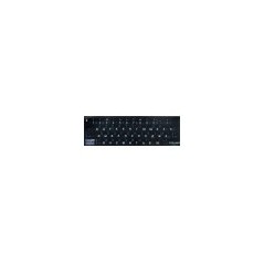 Autocollant  AZERTY- CYRILLIQUE Fond noir Texte bl