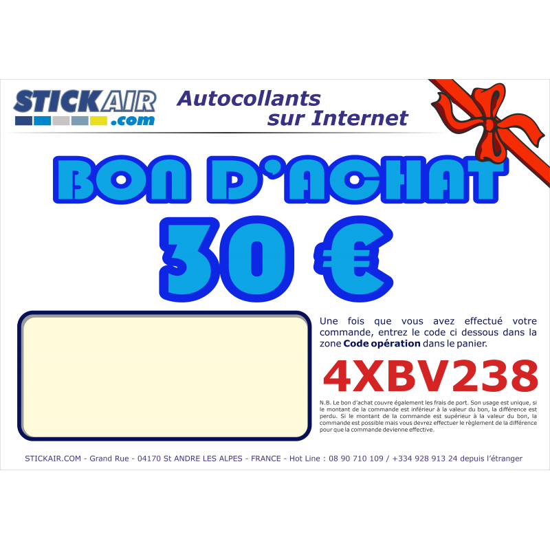 Bon Achat de 30 euros