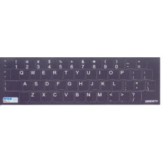 Autocollant QWERTY - Fond noir Texte blanc