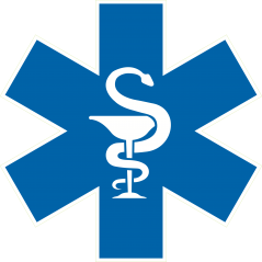 Caducee croix bleu