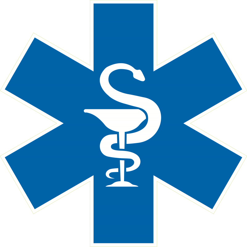 Caducee croix bleu
