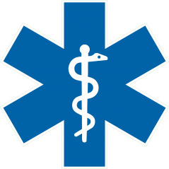 Caducee croix bleu