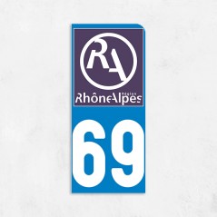 Sticker immat VOITURE Rhône région Rhône Alpes 69