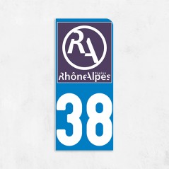 Sticker immat VOITURE Isère Rhone Alpes 38