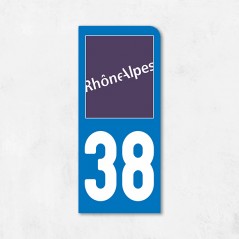 Sticker immatriculation MOTO Isère région Rhône Alpes 38