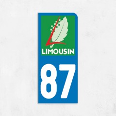Sticker immatriculation VOITURE Haute-Vienne région Limousin 87