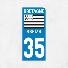 Sticker immatriculation VOITURE Illes-et-Vilaine région Bretagne 35