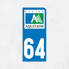 Sticker immatriculation VOITURE Pyrénées-Atlantiques région Aquitaine 64