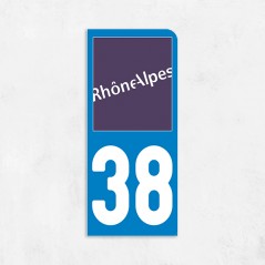Sticker immatriculation VOITURE Isère région Rhône Alpes 38