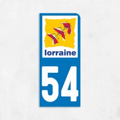 Sticker immatriculation VOITURE Meurthe-et-Moselle région Lorraine 54