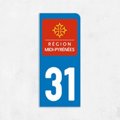 Sticker immatriculation VOITURE Haute-Garonne région Midi Pyrénées 31