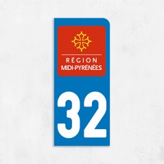 Sticker immatriculation VOITURE Gers région Midi Pyrénées 32