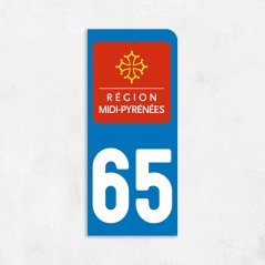 Sticker immatriculation VOITURE Hautes-Pyrénées région Midi Pyrénées 65