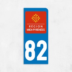 Sticker immatriculation VOITURE Tarn-et-Garronne région Midi Pyrénées 82