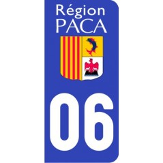 Sticker immatriculation VOITURE Alpes-Maritimes région Paca 06