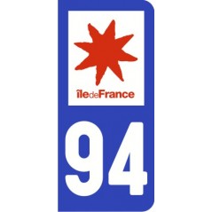 Sticker immatriculation VOITURE Val-de-Marne région Ile de France 94