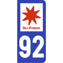 Sticker immatriculation VOITURE Hauts de Seine région Ile de France 92