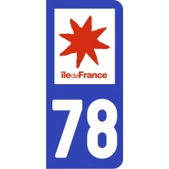 Sticker immatriculation VOITURE Yvelines région Ile de France 78