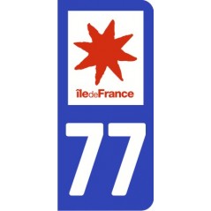 Sticker immatriculation VOITURE Seine-et-Marne région Ile de France 77
