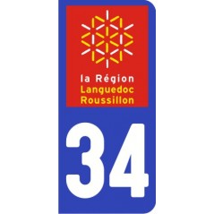 Sticker immatriculation VOITURE Hérault région Languedoc Roussillon 34