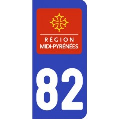 Sticker immatriculation VOITURE Tarn-et-Garronne région Midi Pyrénées 82