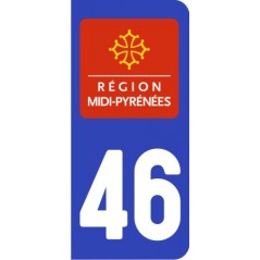 Sticker immatriculation VOITURE Lot région Midi Pyrénées 46