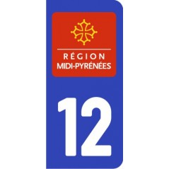 Sticker immatriculation VOITURE Aveyron région Midi Pyrénées 12