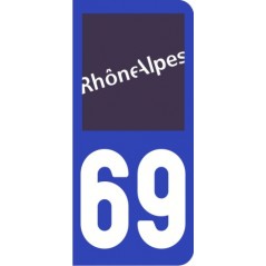 Sticker immatriculation VOITURE Rhône région Rhône alpes 69