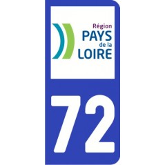 Sticker immatriculation VOITURE Sarthe région Pays de la Loire 72