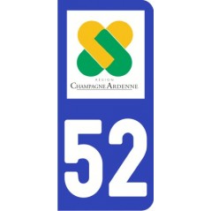 Sticker immatriculation VOITURE Haute-Marne région Champagne Ardennes 52