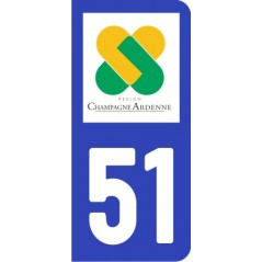 Sticker immatriculation VOITURE Marne région Champagne Ardennes 51