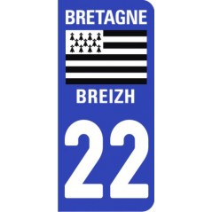Sticker immatriculation VOITURE Côtes-d'Armor région Bretagne 22