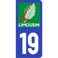Sticker immatriculation VOITURE Corrèze région Limousin 19