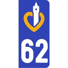 Sticker immatriculation VOITURE Hauts-de-France région Pas-de-Calais 62