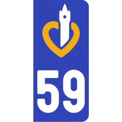 Sticker immatriculation VOITURE Nord région Hauts de France 59