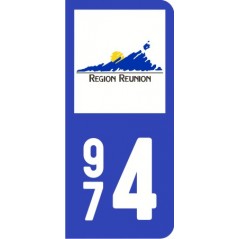 Sticker immatriculation VOITURE 974 réunion